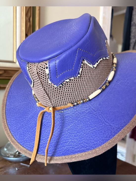 Sabbatini Sierra Leather Hat Purple Brown Mesh Western Women’s Med USA main image 6